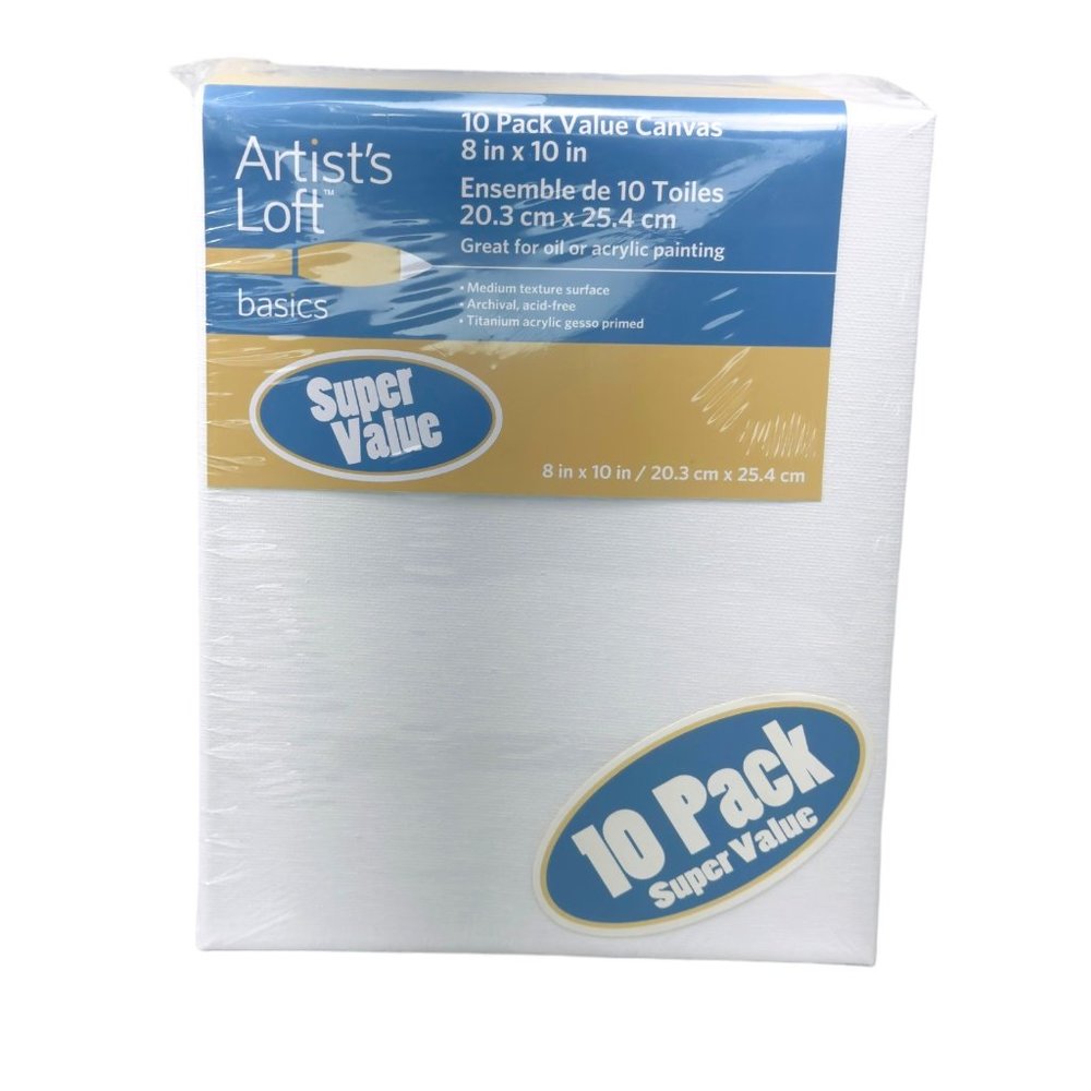Artist's Loft Basics 10 Pack Super Value Canvas 8" x 10" (20.3 cm x 25.4 cm) NIB